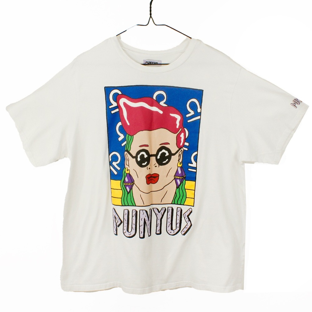 Punyus Japan Screenprint Graphic Pop Art Illustration White Short Sleeve Shirt